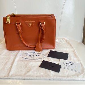 Prada Small Saffiano Double Zip Galleria Tote